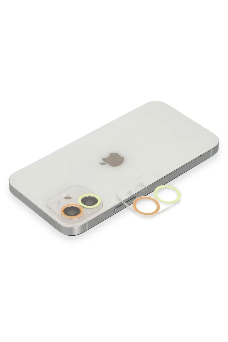 Apple iPhone 12 Renkli Kamera Lens Koruma Cam - Sarı-Turuncu Apple iPhone 12 Renkli Kamera Lens Koruma Cam - Sarı-Turuncu