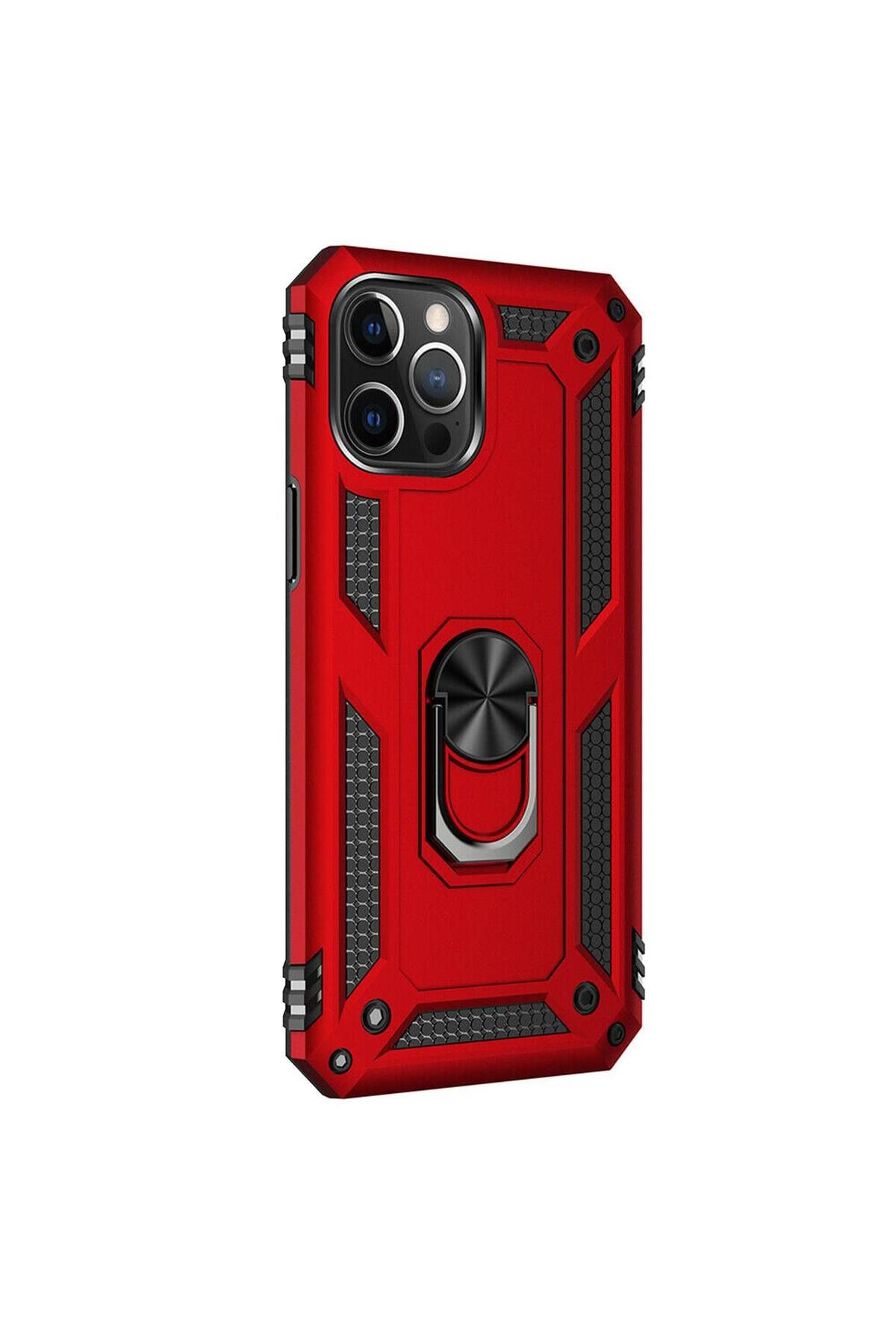 Piyasasepeti Apple İphone 12 Pro Max 6'' Yüzüklü Tank Kilif Bordo