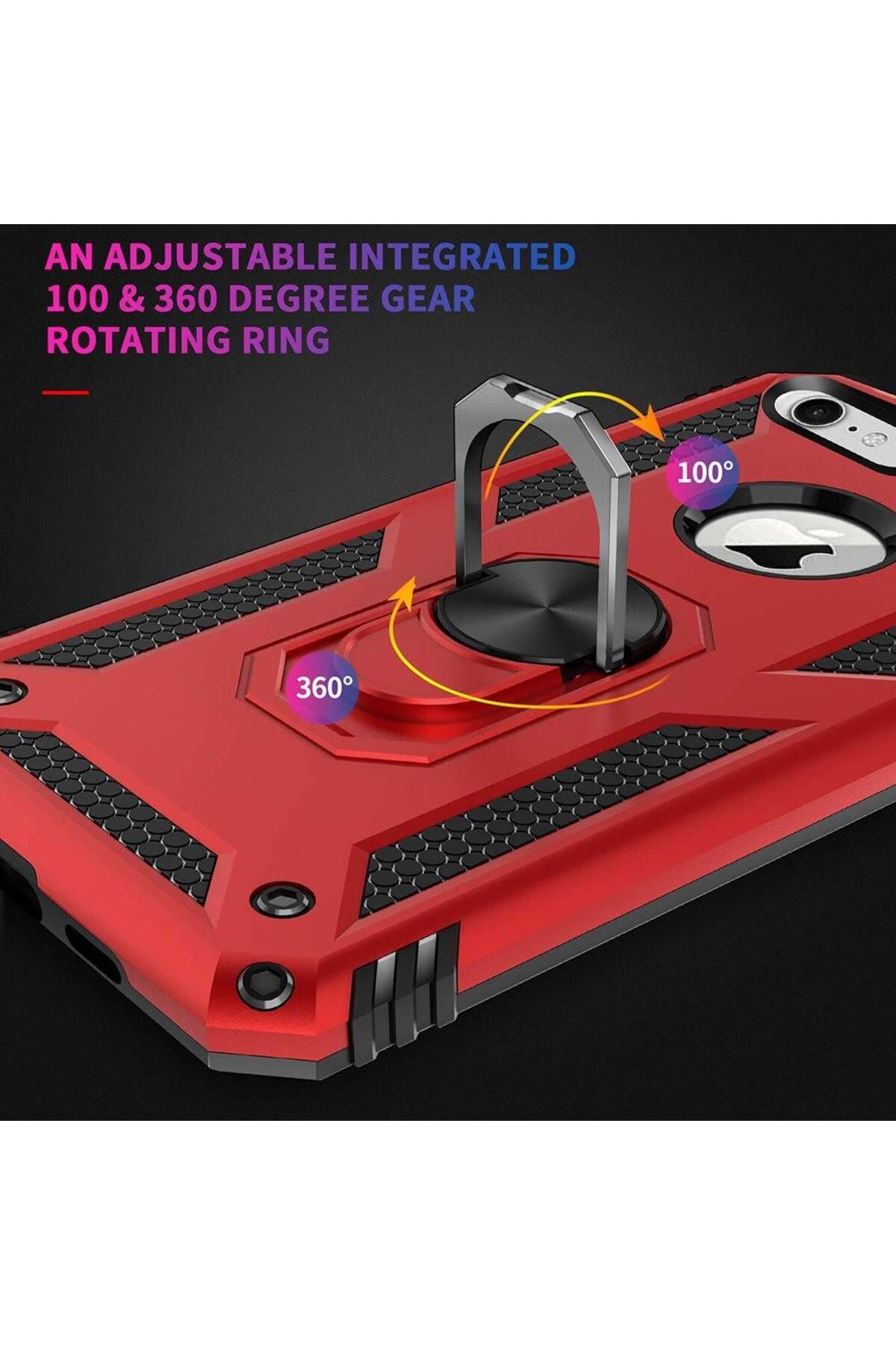 Piyasasepeti Apple İphone 12 Pro Max 6'' Yüzüklü Tank Kilif Bordo