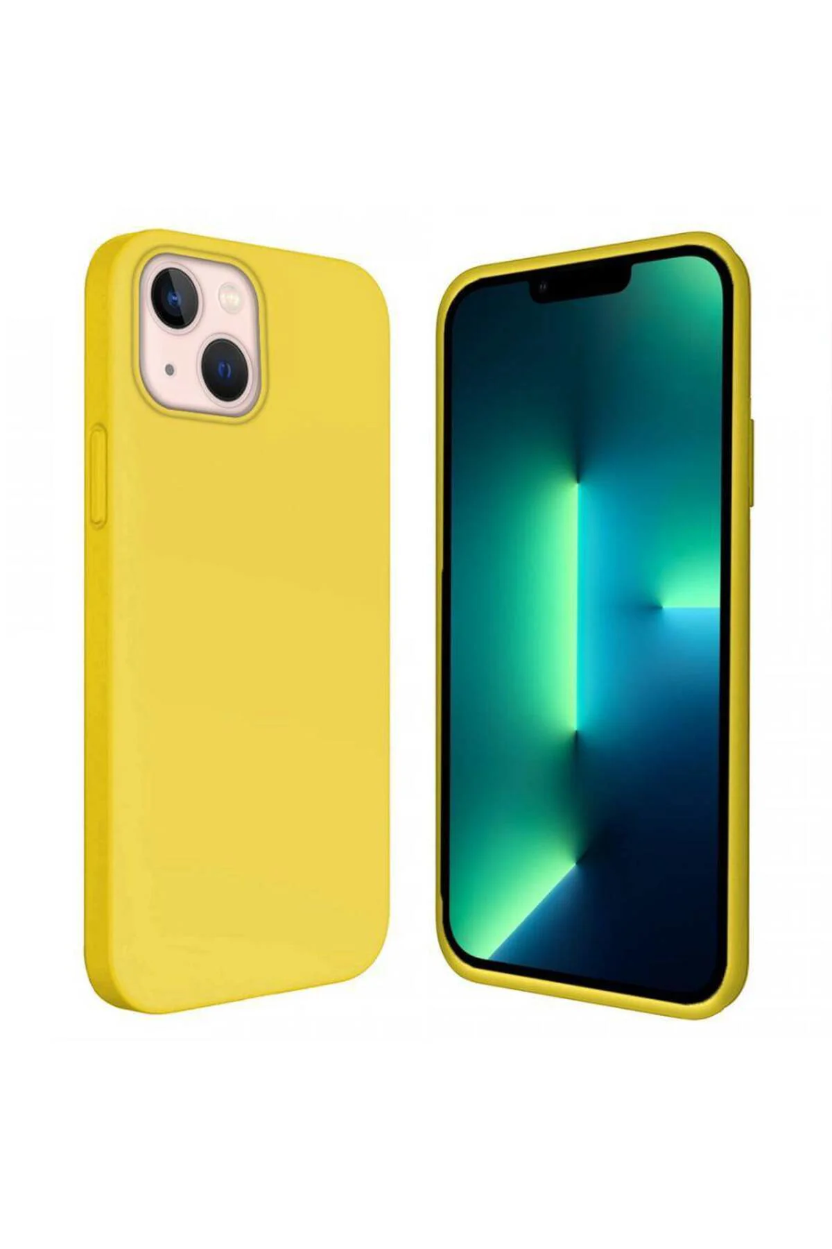 Apple iPhone 13 6.1'' İçi Kadife Silikon Kılıf Sarı