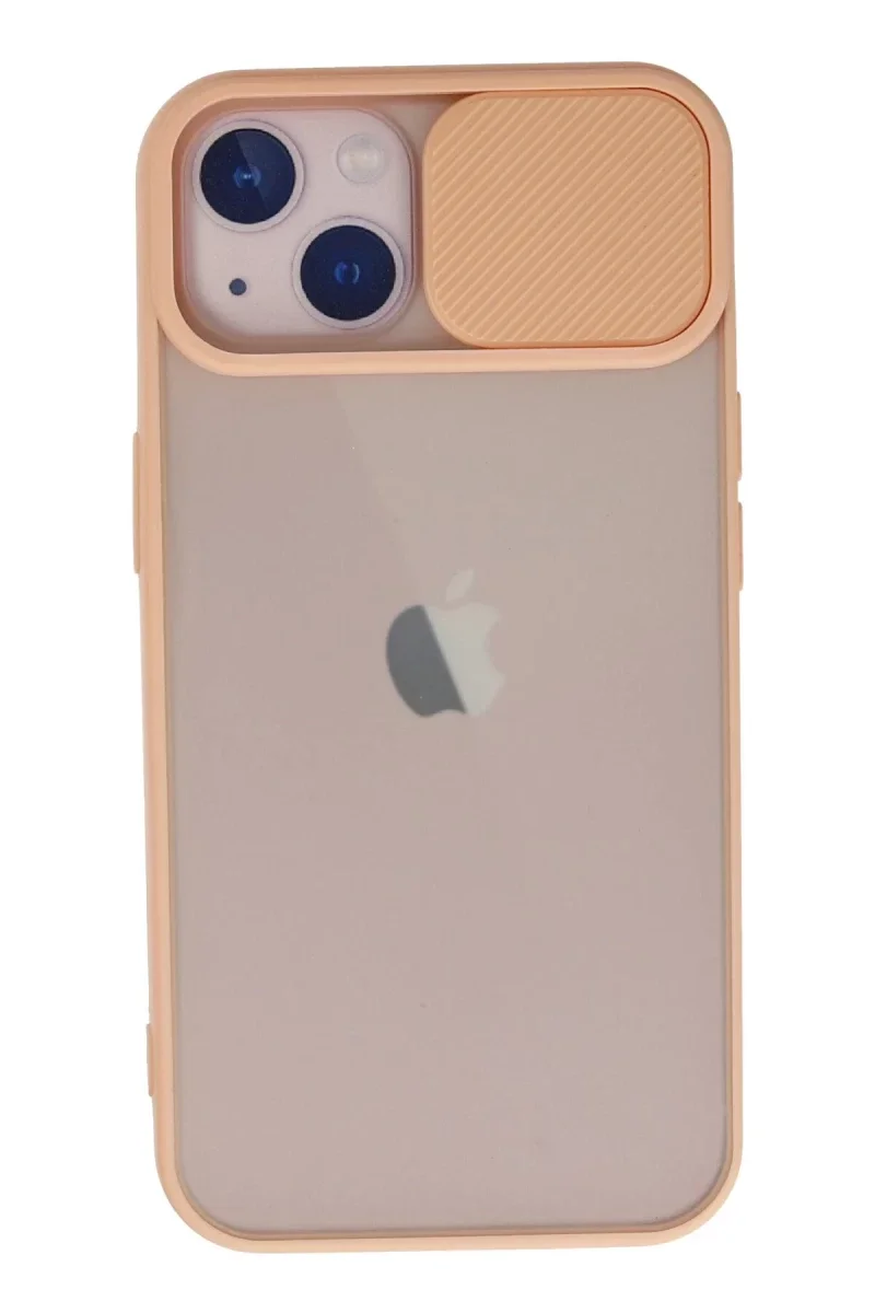 Apple iPhone 13 Kılıf Palm Buzlu Kamera Sürgülü Silikon - Pembe