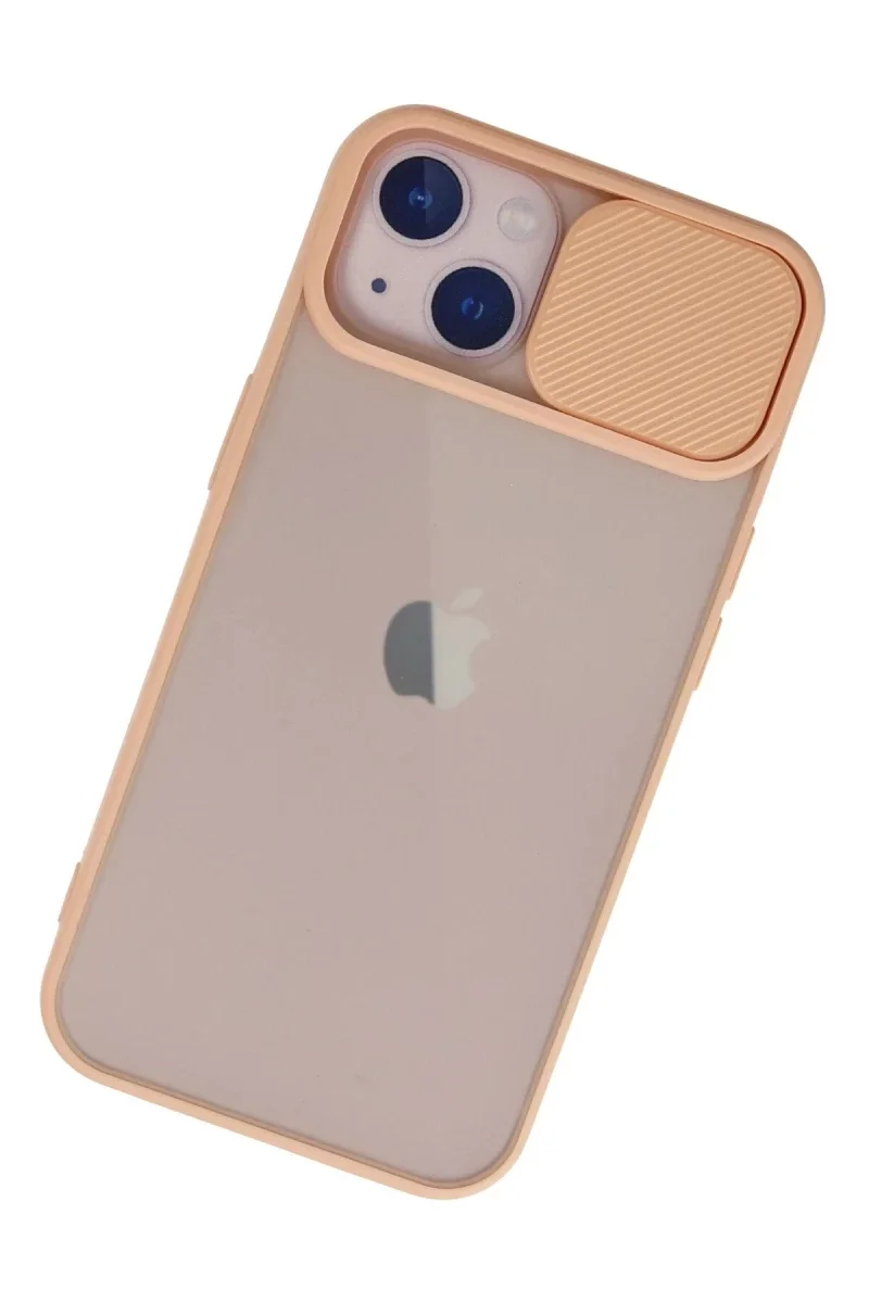 Apple iPhone 13 Kılıf Palm Buzlu Kamera Sürgülü Silikon - Pembe