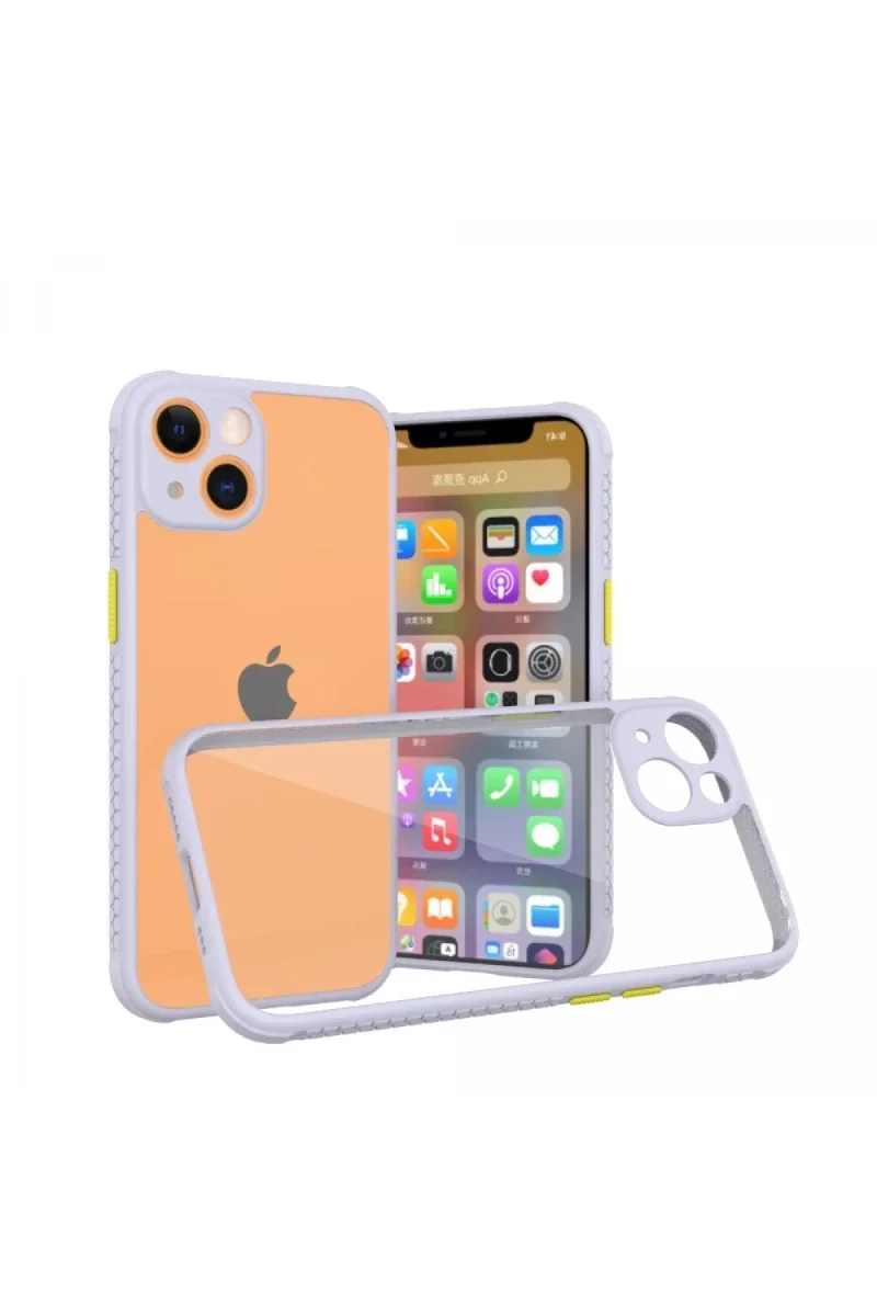 Apple iPhone 13 Mini Kılıf Miami Şeffaf Silikon - Lila