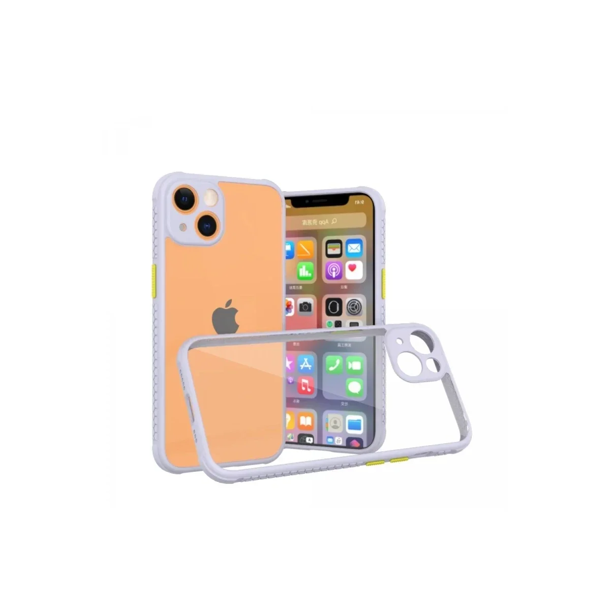 Apple iPhone 13 Mini Kılıf Miami Şeffaf Silikon - Lila