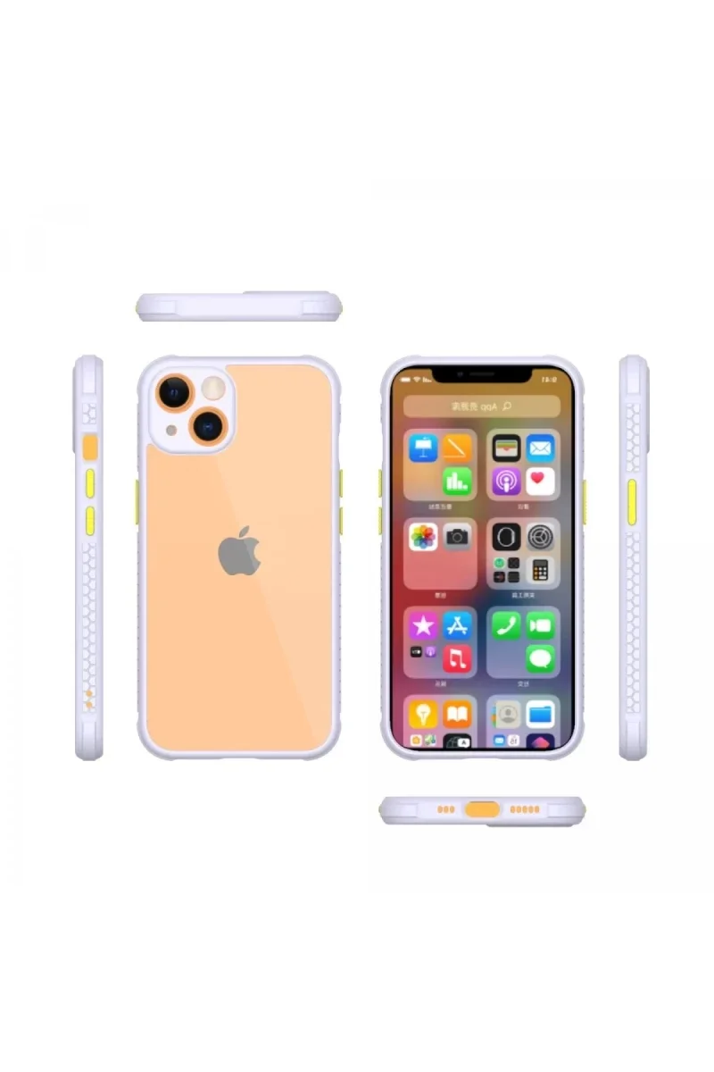 Apple iPhone 13 Mini Kılıf Miami Şeffaf Silikon - Lila