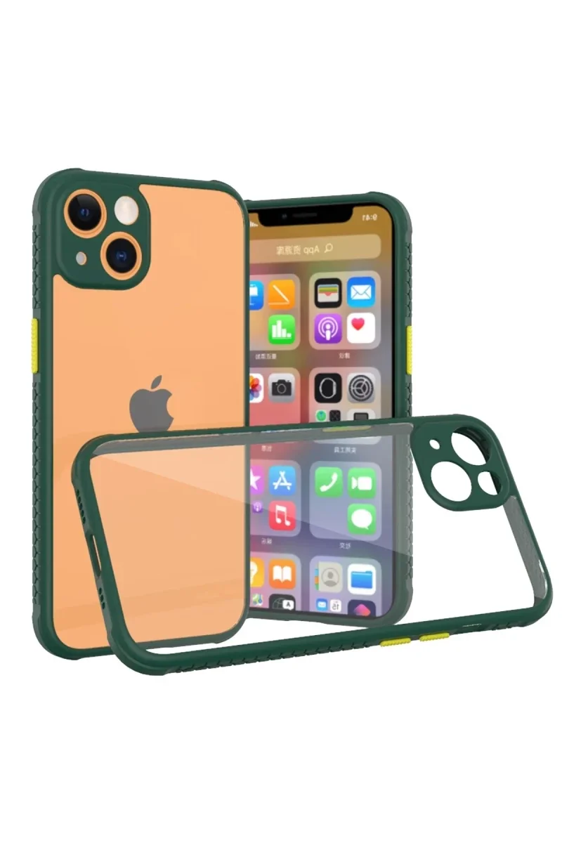 Apple iPhone 13 Mini Kılıf Miami Şeffaf Silikon - Koyu Yeşil