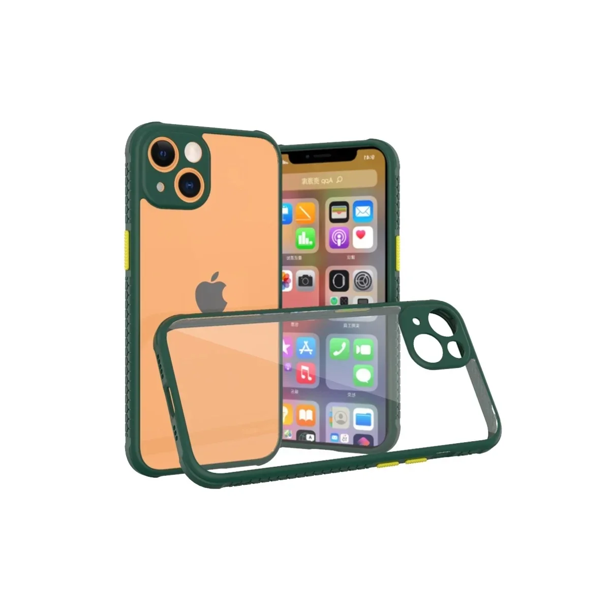 Apple iPhone 13 Mini Kılıf Miami Şeffaf Silikon - Koyu Yeşil