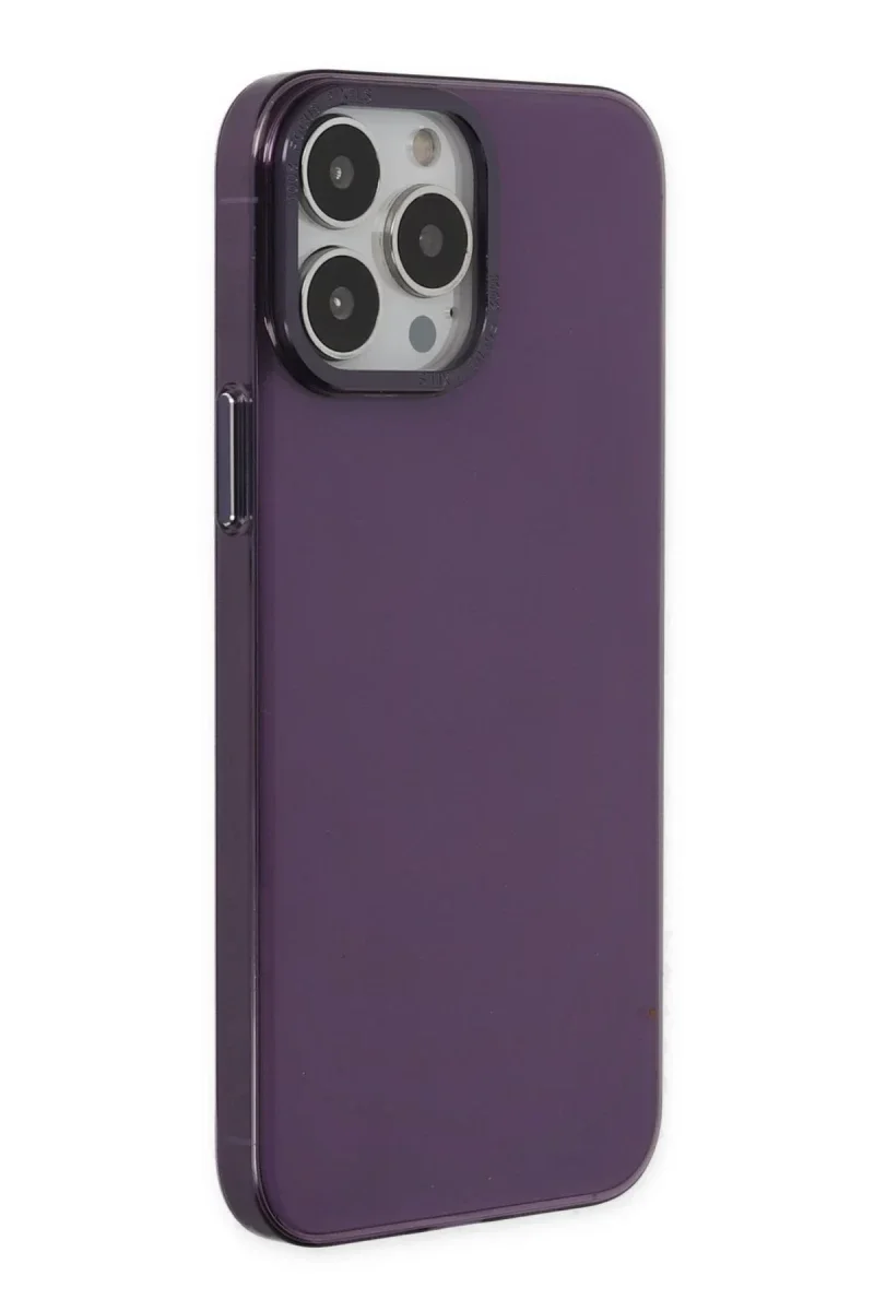 Apple iPhone 13 Pro Max Kılıf Anka PC Sert Metal Kapak - Mor