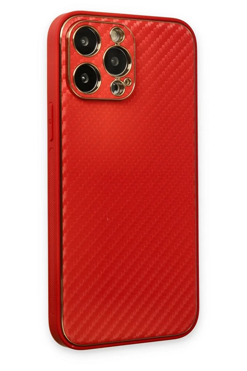 Apple iPhone 13 Pro Kılıf Coco Karbon Silikon - Kırmızı