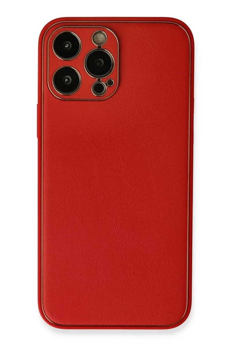 Apple iPhone 13 Pro Max Kılıf Coco Deri Silikon Kapak - Kırmızı