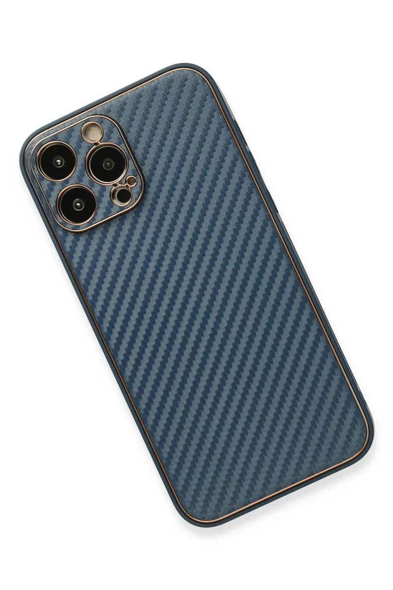Apple iPhone 13 Pro Max Kılıf Coco Karbon Silikon - Mavi Apple iPhone 13 Pro Max Kılıf Coco Karbon Silikon - Mavi