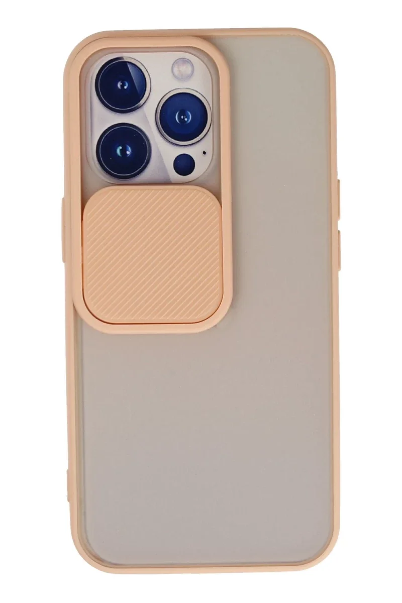 Apple iPhone 13 Pro Kılıf Palm Buzlu Kamera Sürgülü Silikon - Pembe