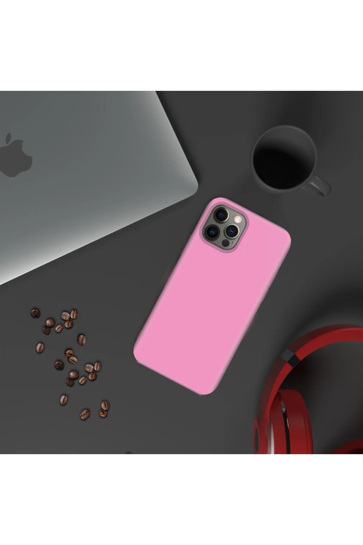 Apple iPhone 13 Pro Max 6.7'' İnce Mat Silikon Kılıf Pembe