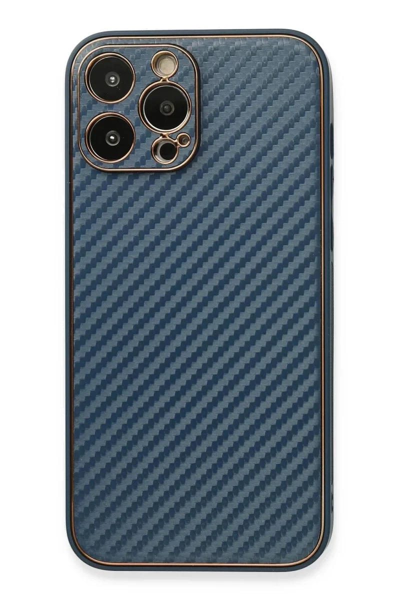 Apple iPhone 13 Pro Max Kılıf Coco Karbon Silikon - Mavi Apple iPhone 13 Pro Max Kılıf Coco Karbon Silikon - Mavi