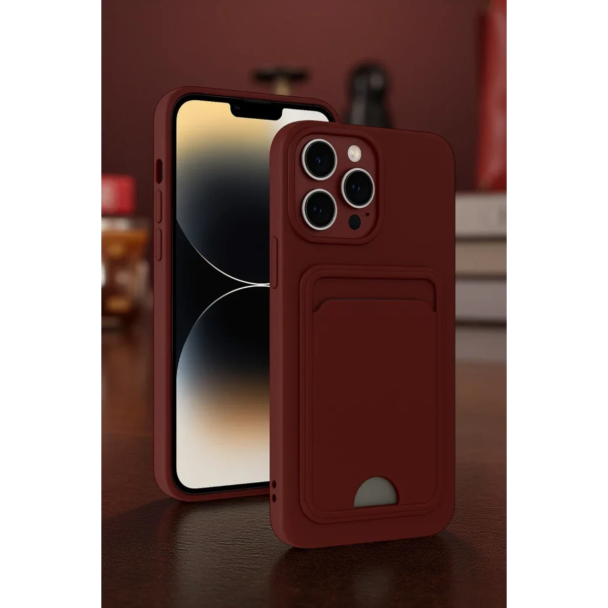 Apple iPhone 13 Pro Max Kılıf Kelvin Kartvizitli Silikon - Lila
