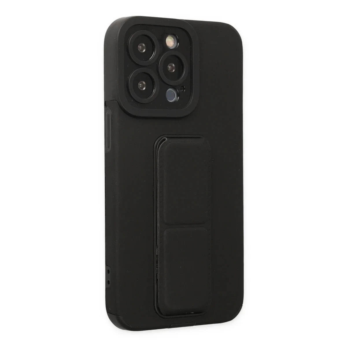 Apple iPhone 13 Pro Kılıf Mega Standlı Silikon - Siyah Apple iPhone 13 Pro Kılıf Mega Standlı Silikon - Siyah
