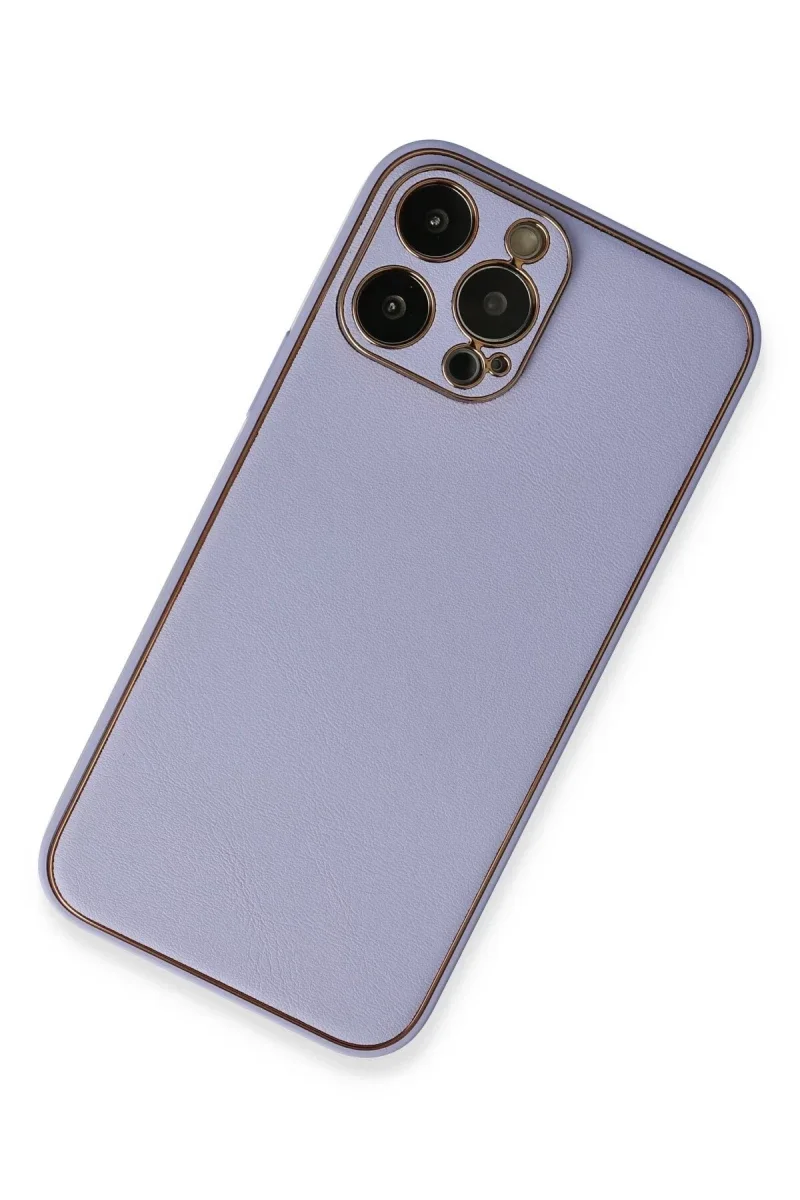 Apple iPhone 13 Pro Max Kılıf Coco Deri Silikon Kapak - Açık Lila