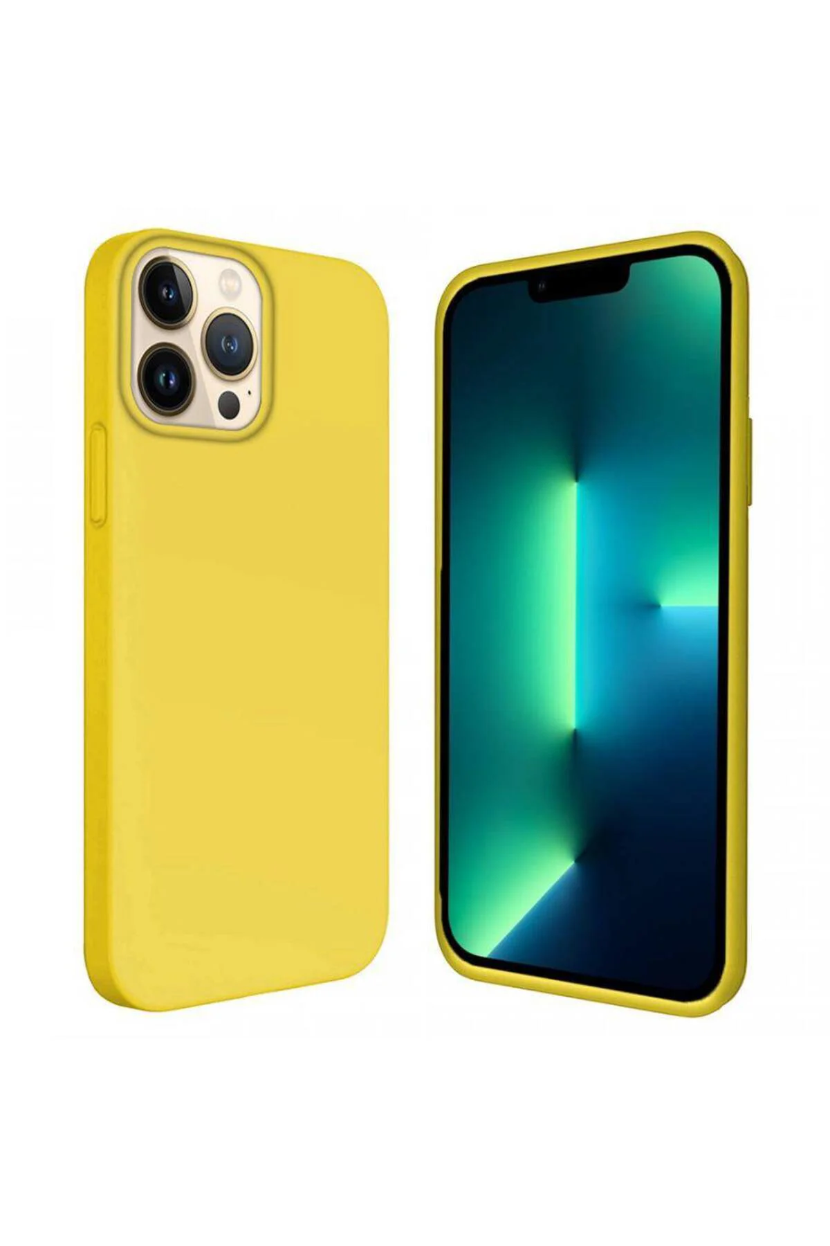 Apple iPhone 13 Pro 6.1'' İçi Kadife Silikon Kılıf Sarı