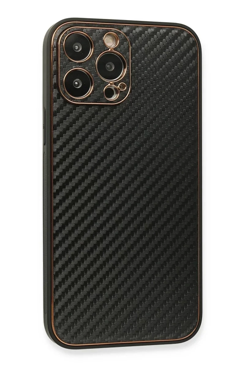 Apple iPhone 13 Pro Max Kılıf Coco Karbon Silikon - Siyah
