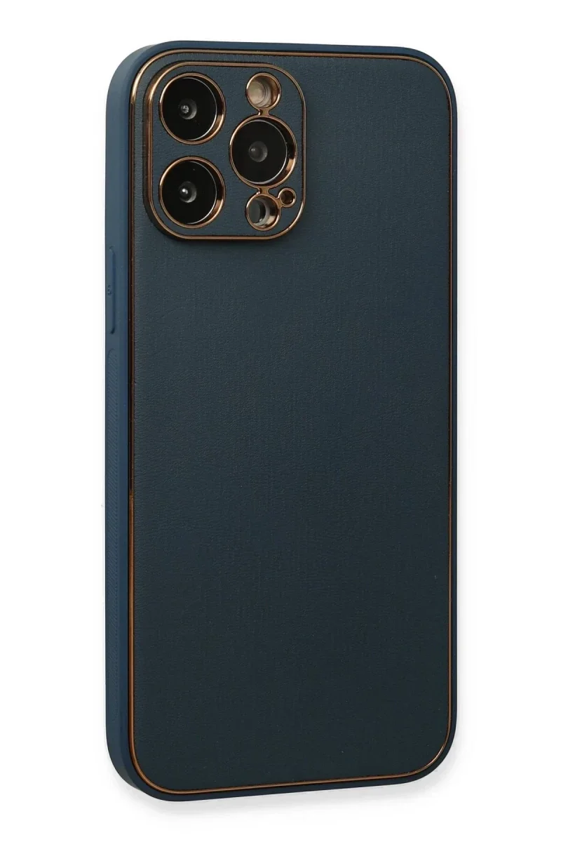Apple iPhone 13 Pro Kılıf Coco Deri Silikon Kapak - Mavi Apple iPhone 13 Pro Kılıf Coco Deri Silikon Kapak - Mavi