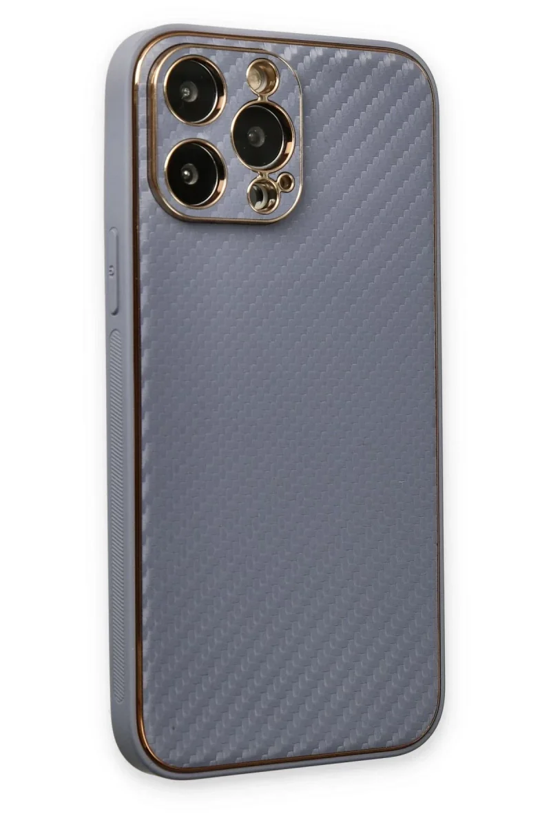 Apple iPhone 13 Pro Max Kılıf Coco Karbon Silikon - Gri Apple iPhone 13 Pro Max Kılıf Coco Karbon Silikon - Gri