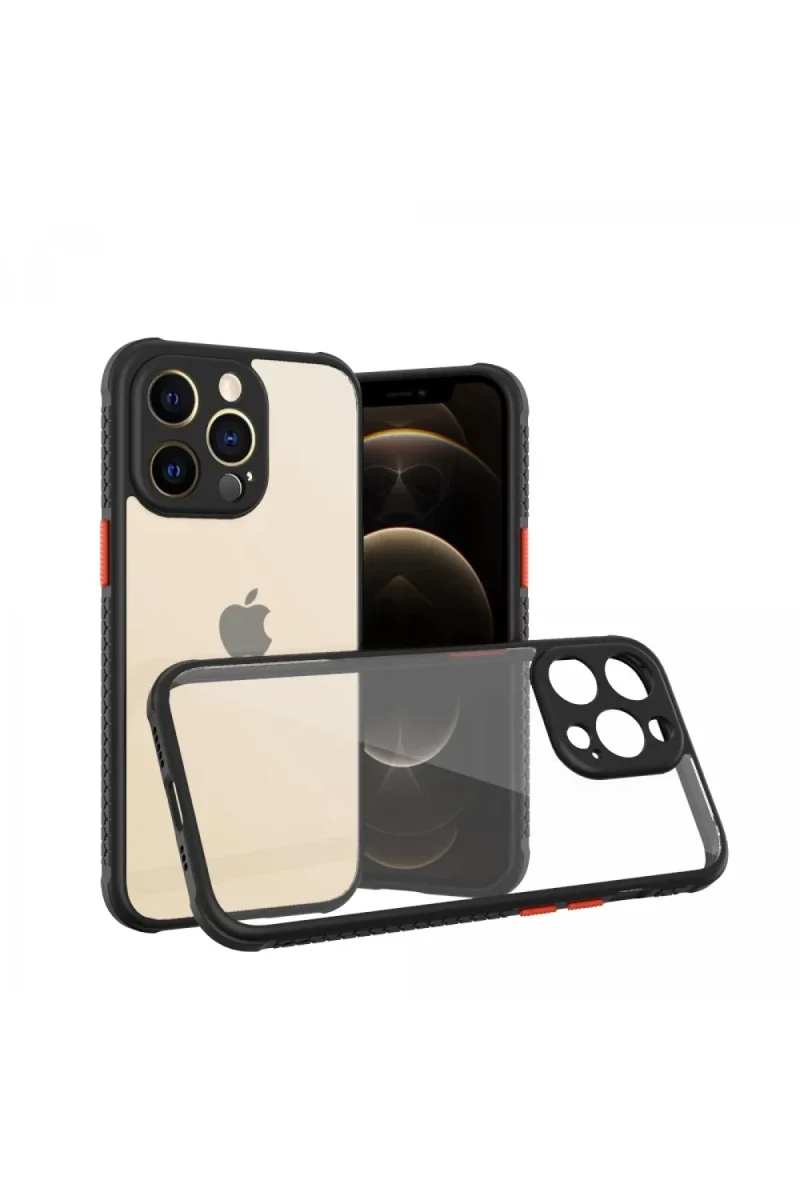 Apple iPhone 13 Pro Kılıf Miami Şeffaf Silikon - Siyah