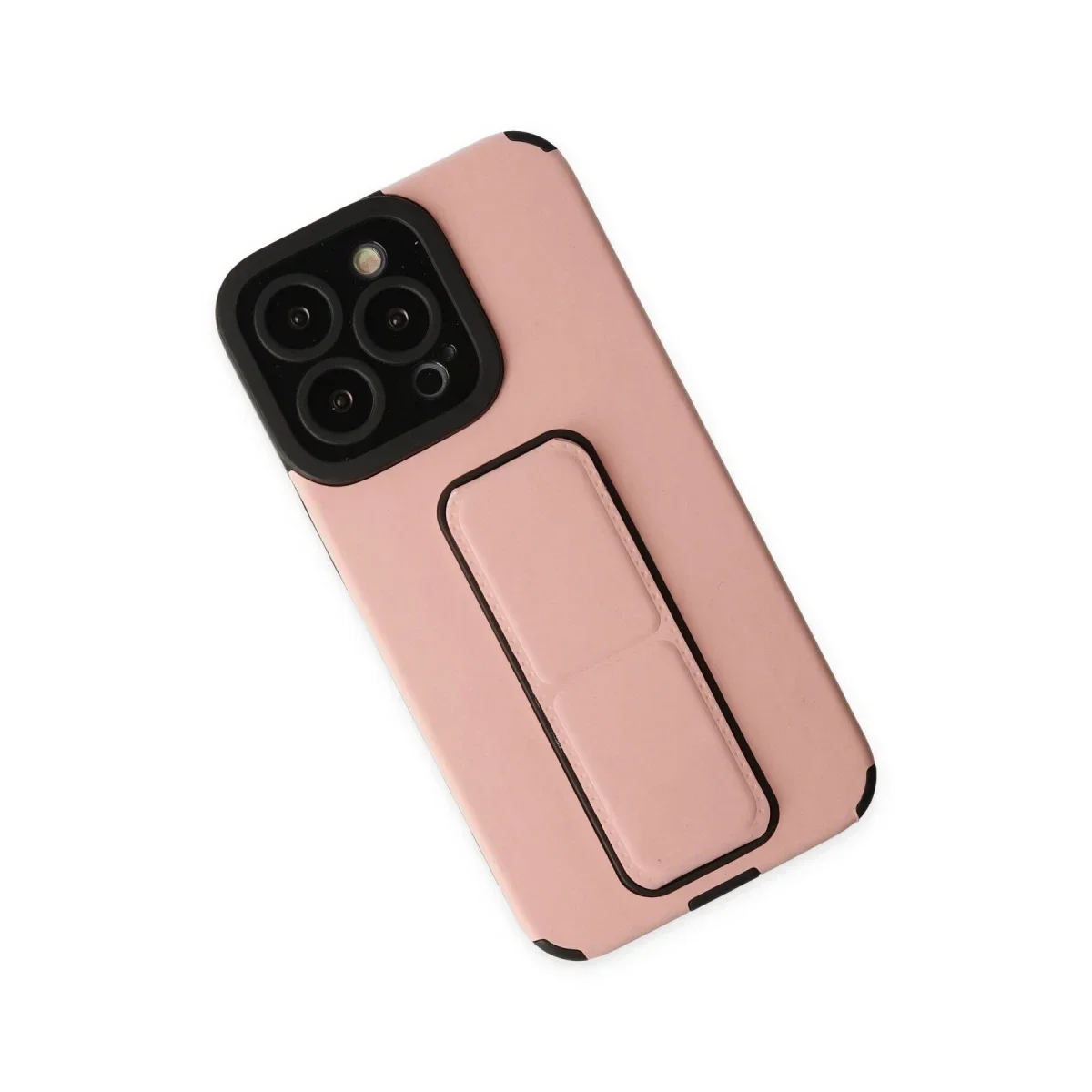Apple iPhone 13 Pro Max Kılıf Mega Standlı Silikon - Pudra Apple iPhone 13 Pro Max Kılıf Mega Standlı Silikon - Pudra