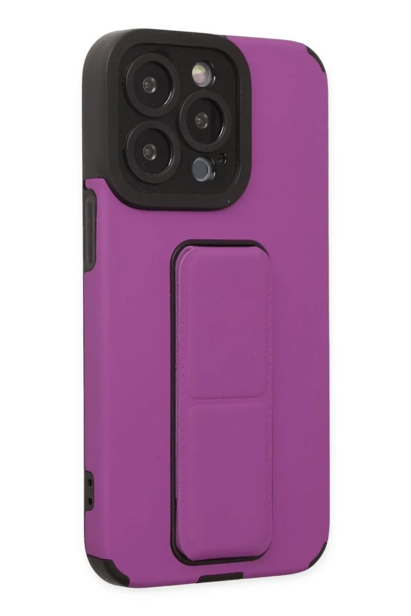 Apple iPhone 13 Pro Max Kılıf Mega Standlı Silikon - Mor Apple iPhone 13 Pro Max Kılıf Mega Standlı Silikon - Mor