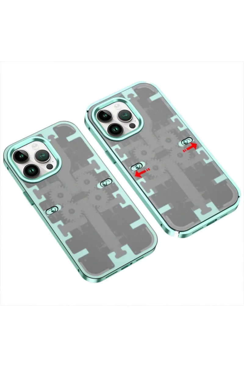 Apple iPhone 13 Pro Kılıf Mekanik Bumper Kapak - Yeşil