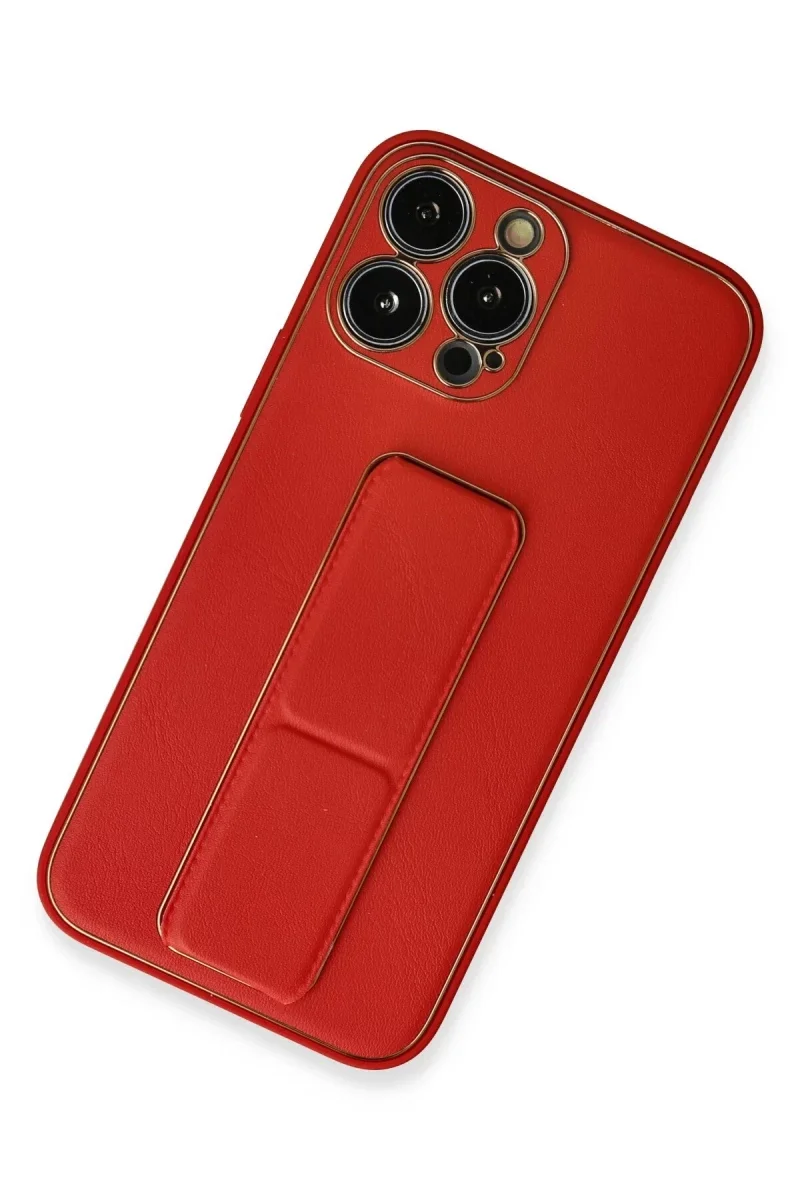 Apple iPhone 13 Pro Max Kılıf Coco Deri Standlı Kapak - Kırmızı