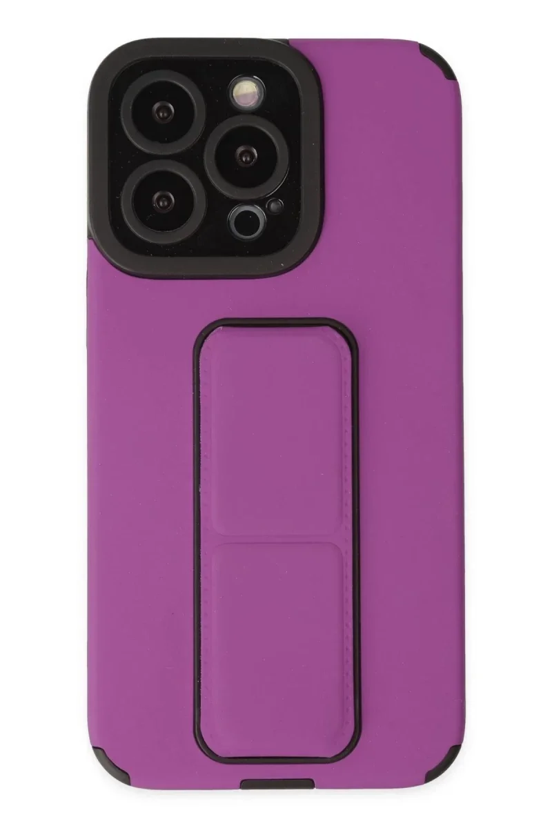 Apple iPhone 13 Pro Max Kılıf Mega Standlı Silikon - Mor Apple iPhone 13 Pro Max Kılıf Mega Standlı Silikon - Mor
