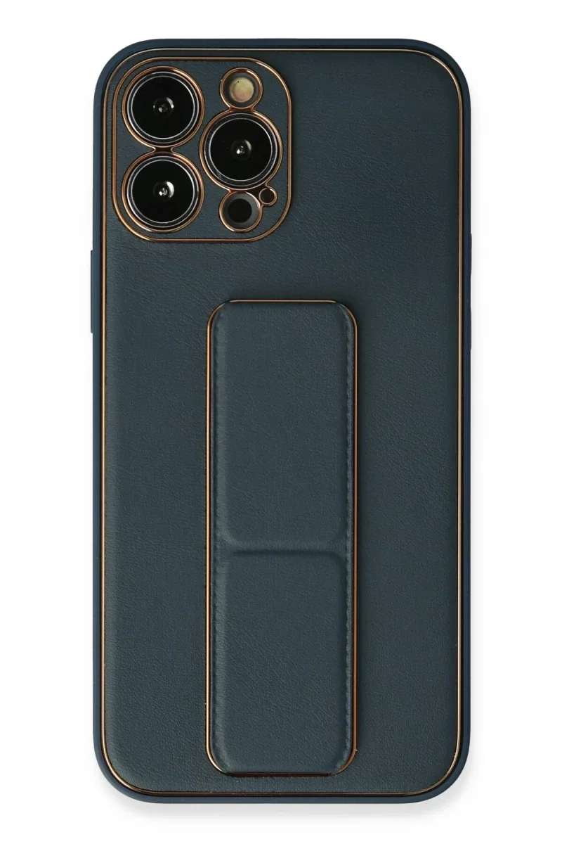 Apple iPhone 13 Pro Kılıf Coco Deri Standlı Kapak - Mavi Apple iPhone 13 Pro Kılıf Coco Deri Standlı Kapak - Mavi