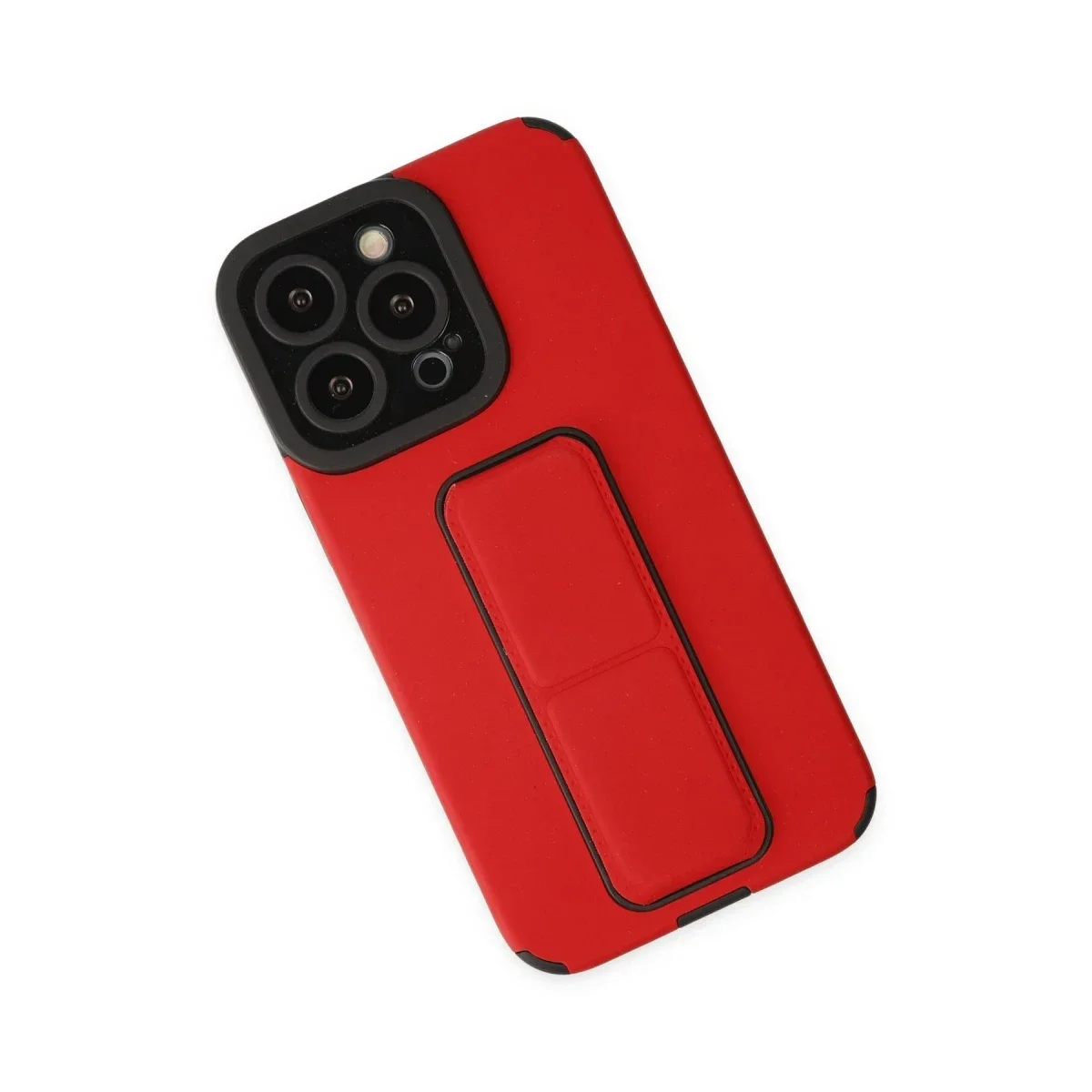 Apple iPhone 13 Pro Max Kılıf Mega Standlı Silikon - Kırmızı Apple iPhone 13 Pro Max Kılıf Mega Standlı Silikon - Kırmızı