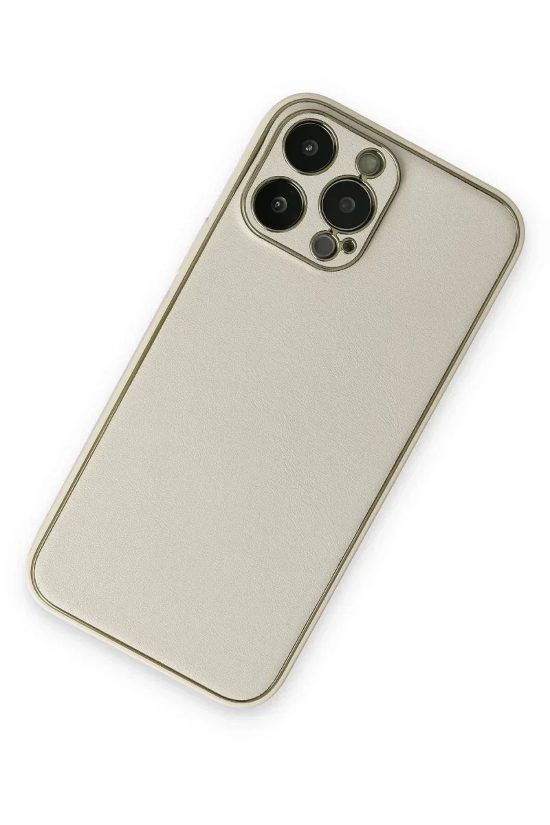 Apple iPhone 13 Pro Kılıf Coco Deri Silikon Kapak - Beyaz