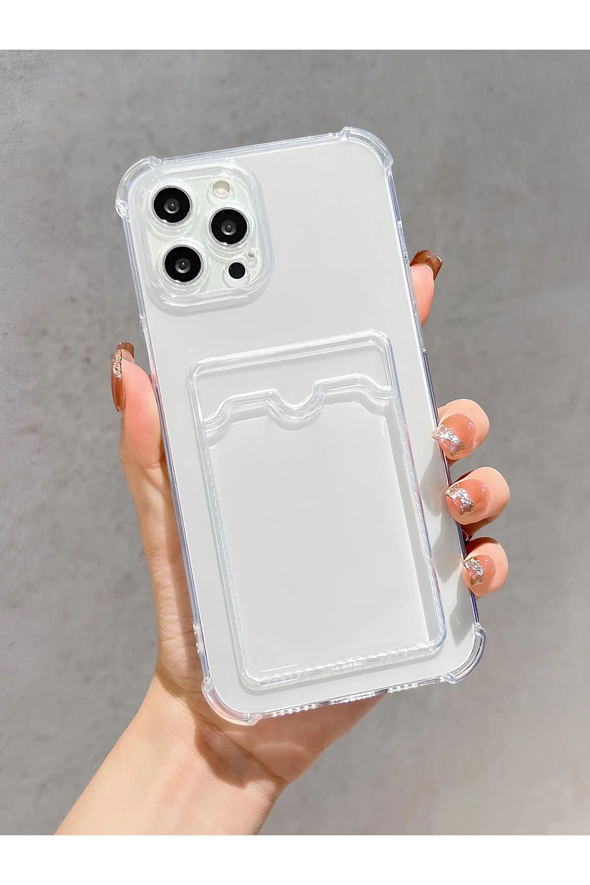 Apple iPhone 13 Pro Transparent Kartlıklı Antişok Kılıf Şeffaf
