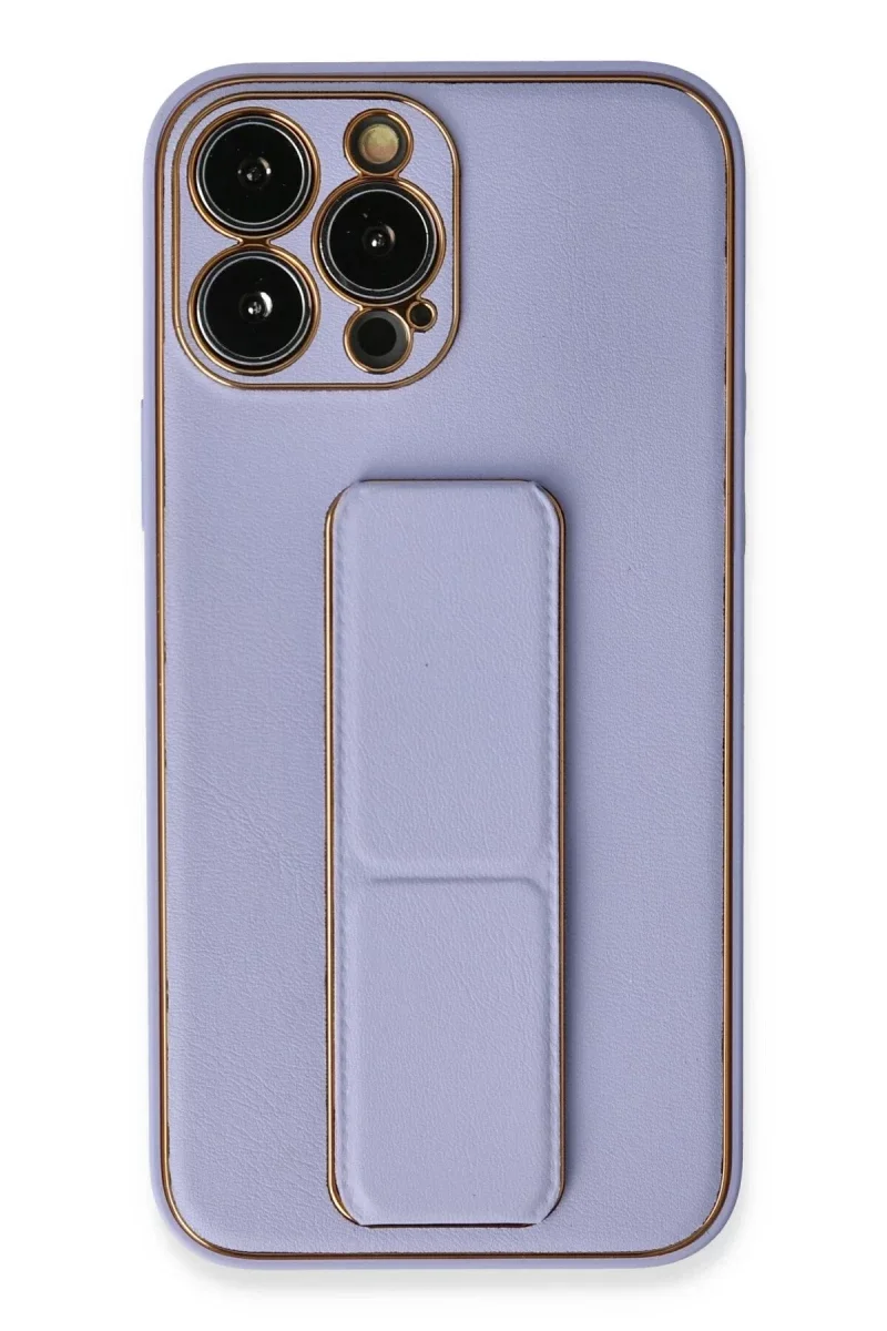 Apple iPhone 13 Pro Kılıf Coco Deri Standlı Kapak - Lila