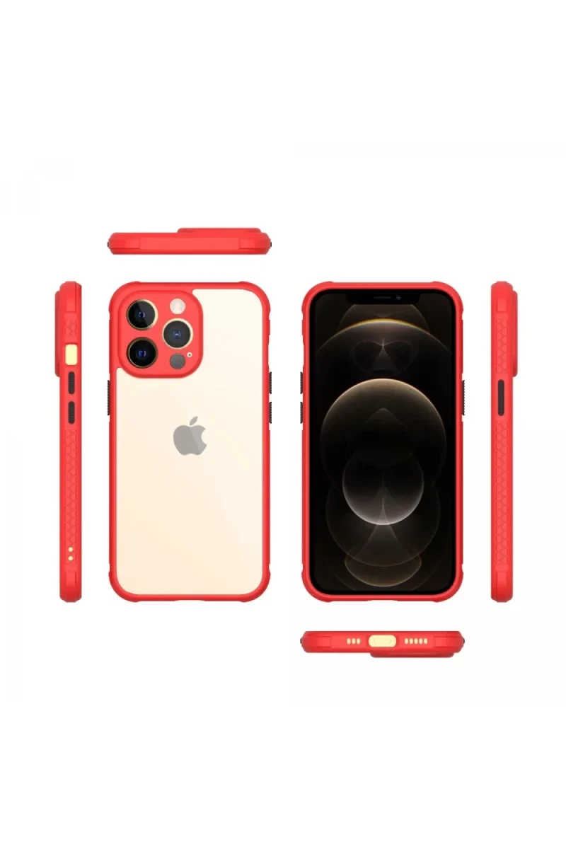 Apple iPhone 13 Pro Kılıf Miami Şeffaf Silikon - Kırmızı Apple iPhone 13 Pro Kılıf Miami Şeffaf Silikon - Kırmızı