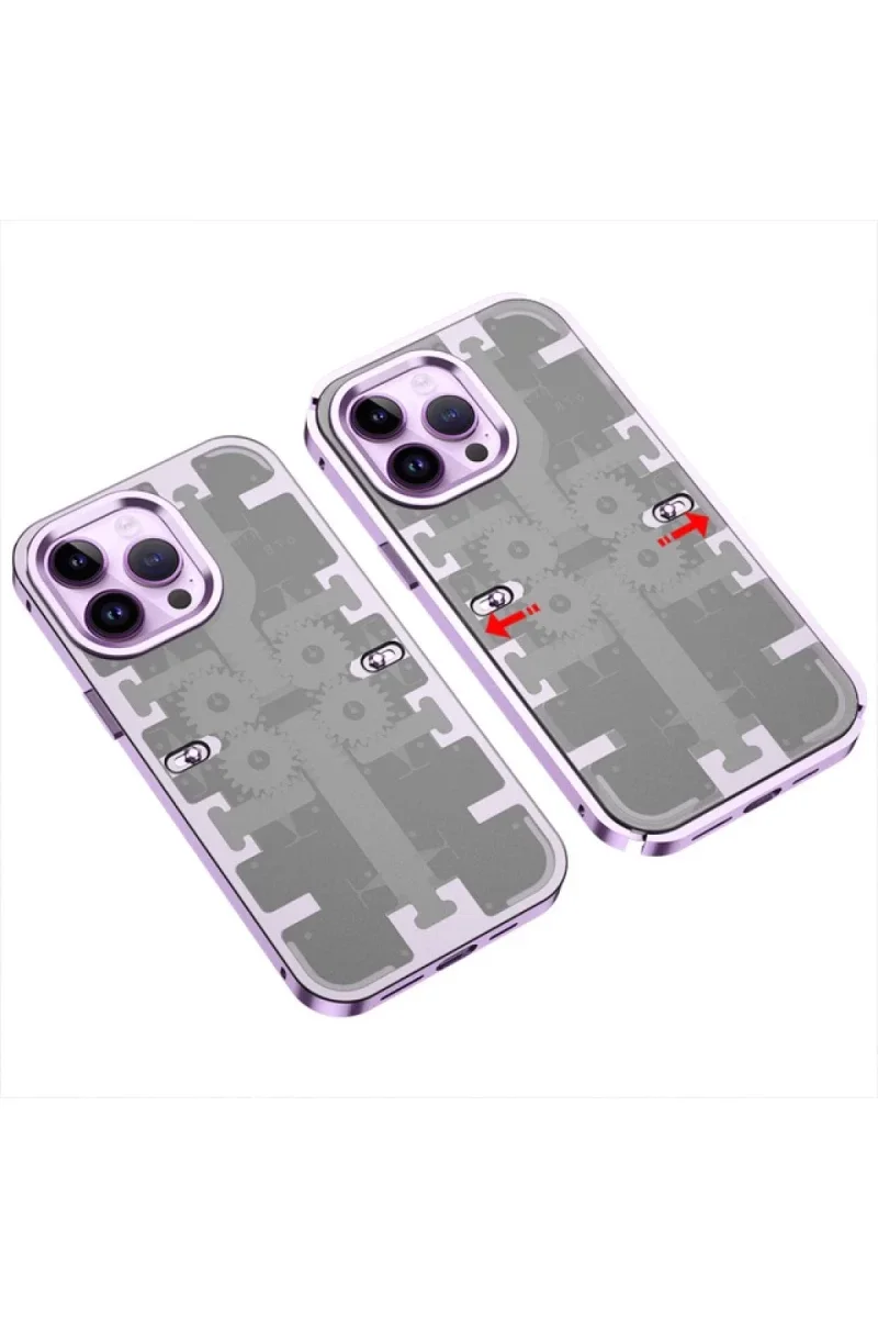 Apple iPhone 13 Pro Kılıf Mekanik Bumper Kapak - Derin Mor