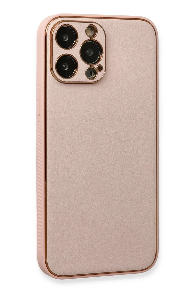 Apple iPhone 13 Pro Kılıf Coco Deri Silikon Kapak - Pembe Apple iPhone 13 Pro Kılıf Coco Deri Silikon Kapak - Pembe
