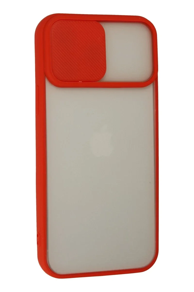 Apple iPhone 13 Pro Max Kılıf Palm Buzlu Kamera Sürgülü Silikon - Kırmızı