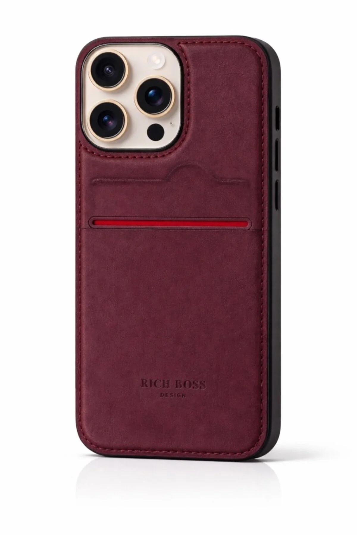 Apple iPhone 13 Pro Max Kartlıklı Rich Boss Lüx Deri Kılıf Açık Kahve