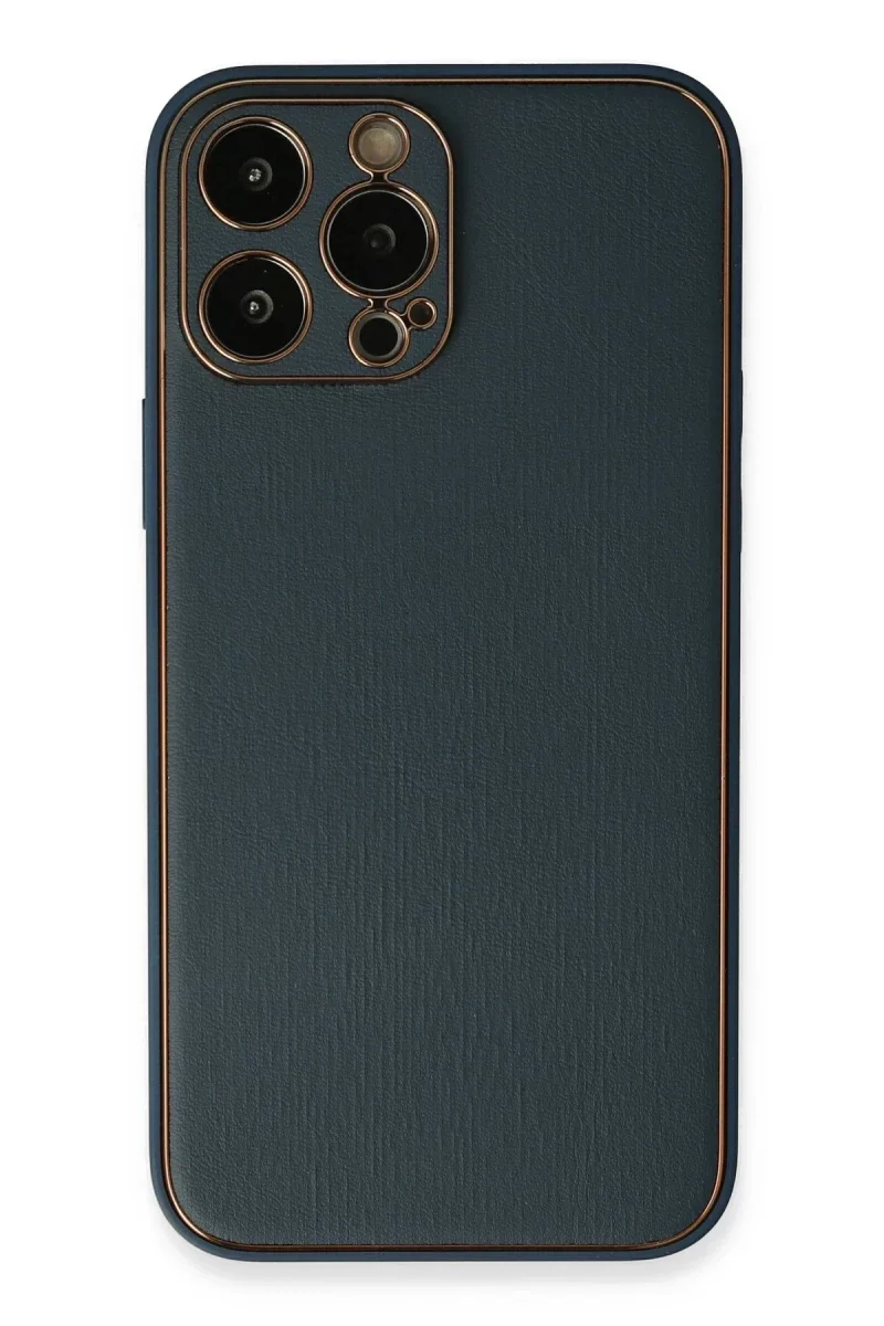 Apple iPhone 13 Pro Kılıf Coco Deri Silikon Kapak - Mavi Apple iPhone 13 Pro Kılıf Coco Deri Silikon Kapak - Mavi