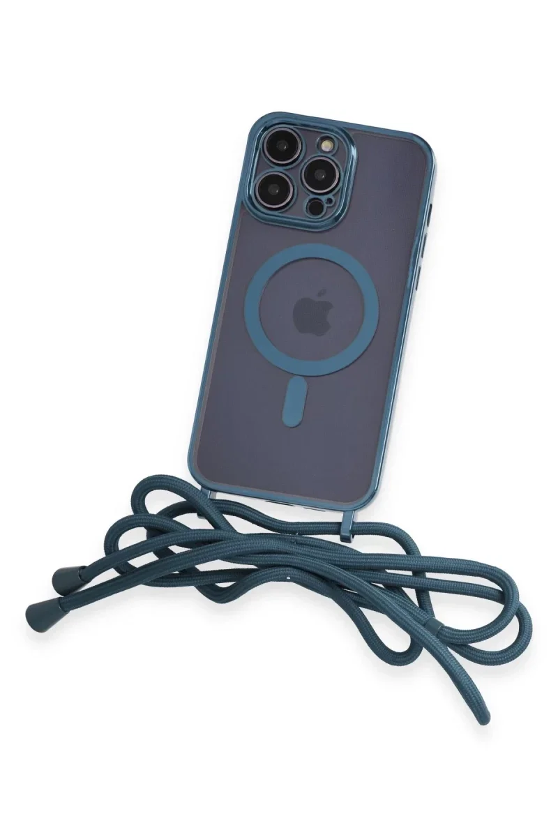 Apple iPhone 13 Pro Max Kılıf Divo Lazer Askılı Magsafe Kapak - Sierra Blue Apple iPhone 13 Pro Max Kılıf Divo Lazer Askılı Magsafe Kapak - Sierra Blue