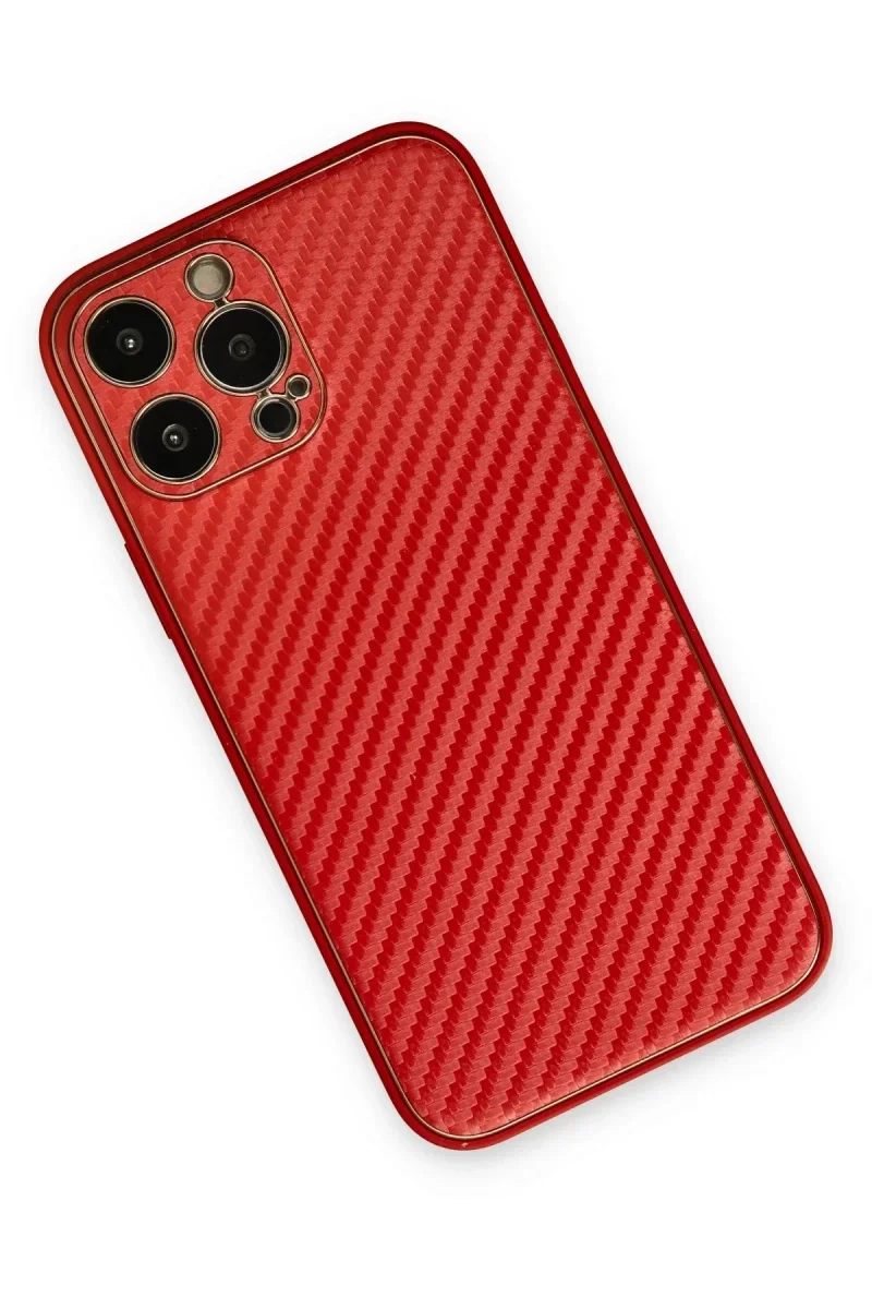 Apple iPhone 13 Pro Kılıf Coco Karbon Silikon - Kırmızı