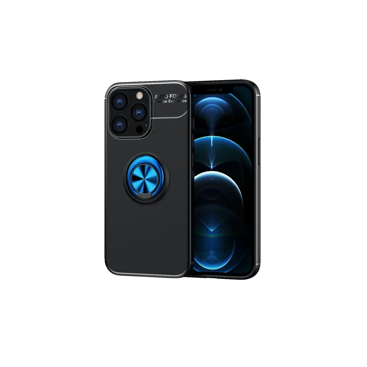 Apple iPhone 13 Pro Kılıf Range Yüzüklü Silikon - Siyah-Mavi Apple iPhone 13 Pro Kılıf Range Yüzüklü Silikon - Siyah-Mavi
