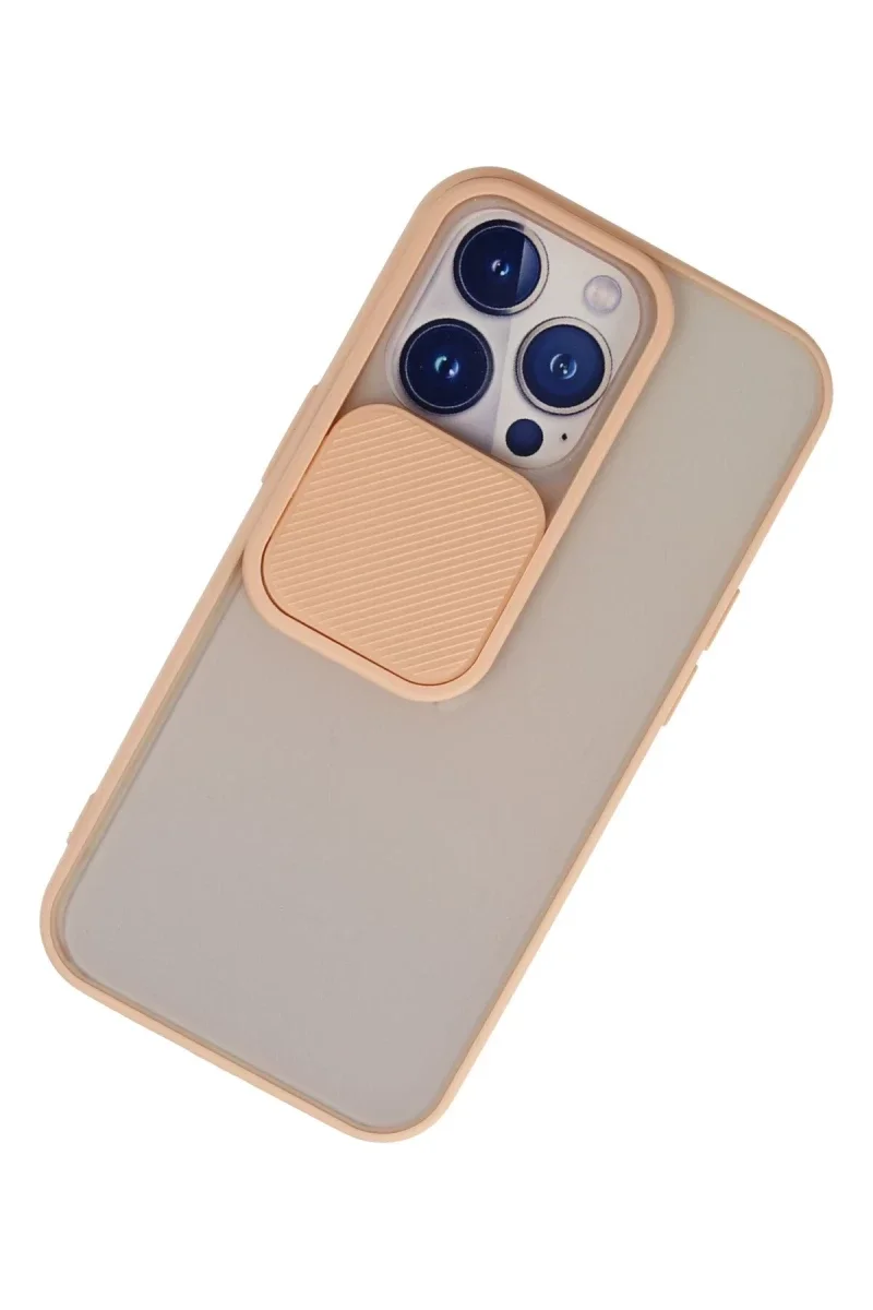 Apple iPhone 13 Pro Kılıf Palm Buzlu Kamera Sürgülü Silikon - Pembe