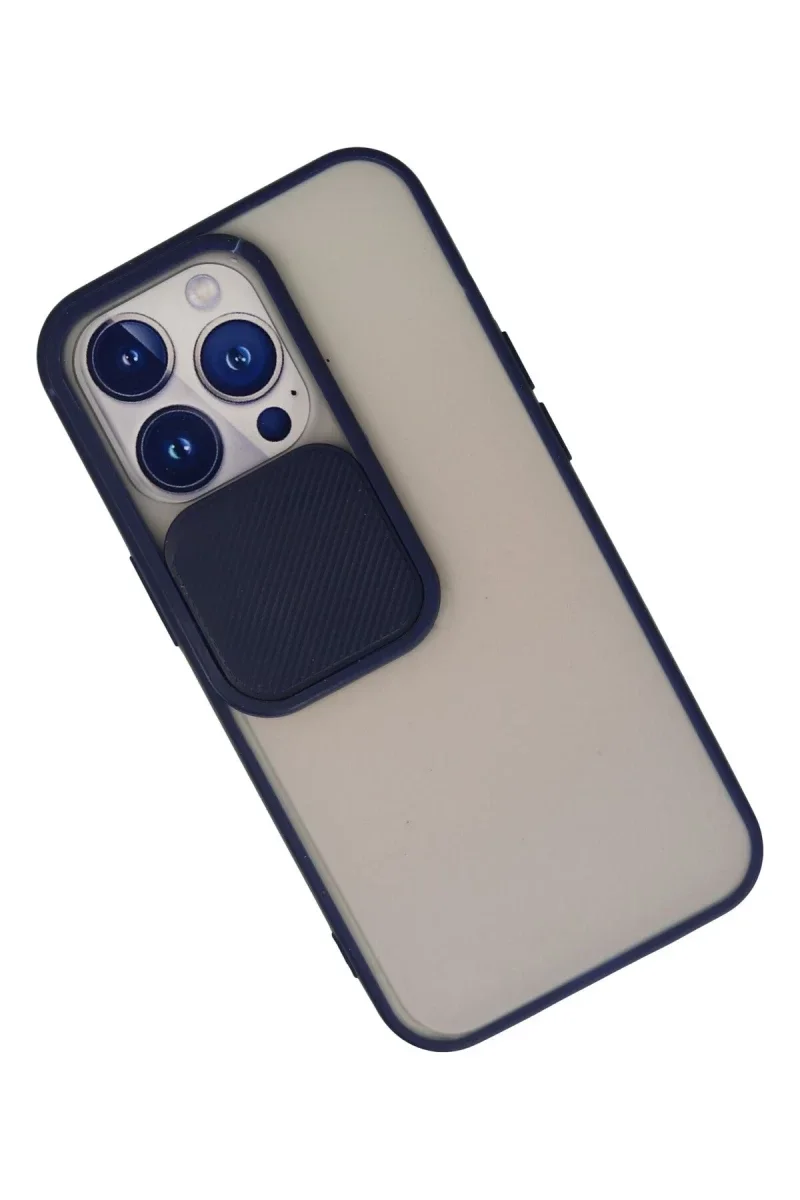 Apple iPhone 13 Pro Kılıf Palm Buzlu Kamera Sürgülü Silikon - Lacivert Apple iPhone 13 Pro Kılıf Palm Buzlu Kamera Sürgülü Silikon - Lacivert