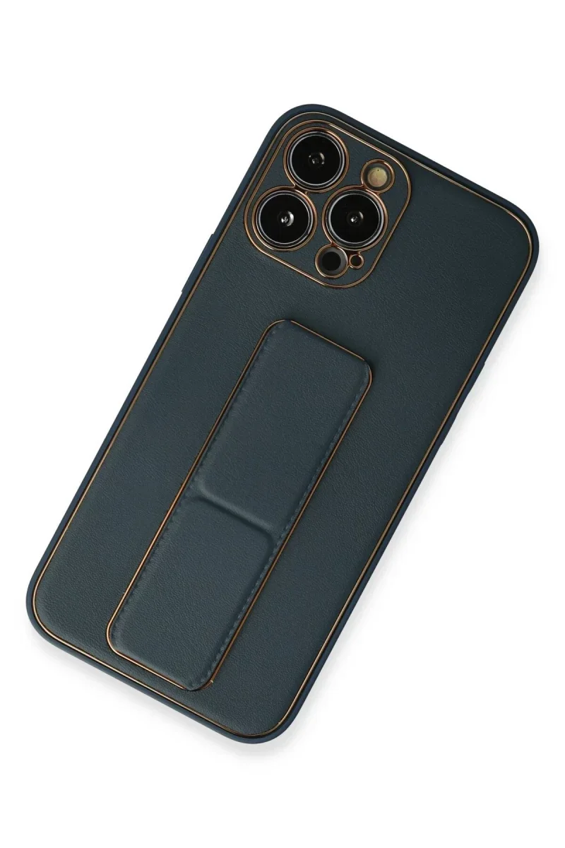 Apple iPhone 13 Pro Kılıf Coco Deri Standlı Kapak - Mavi Apple iPhone 13 Pro Kılıf Coco Deri Standlı Kapak - Mavi