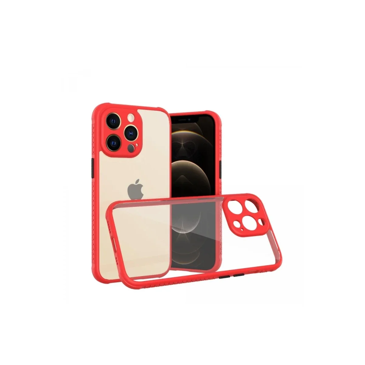 Apple iPhone 13 Pro Kılıf Miami Şeffaf Silikon - Kırmızı Apple iPhone 13 Pro Kılıf Miami Şeffaf Silikon - Kırmızı
