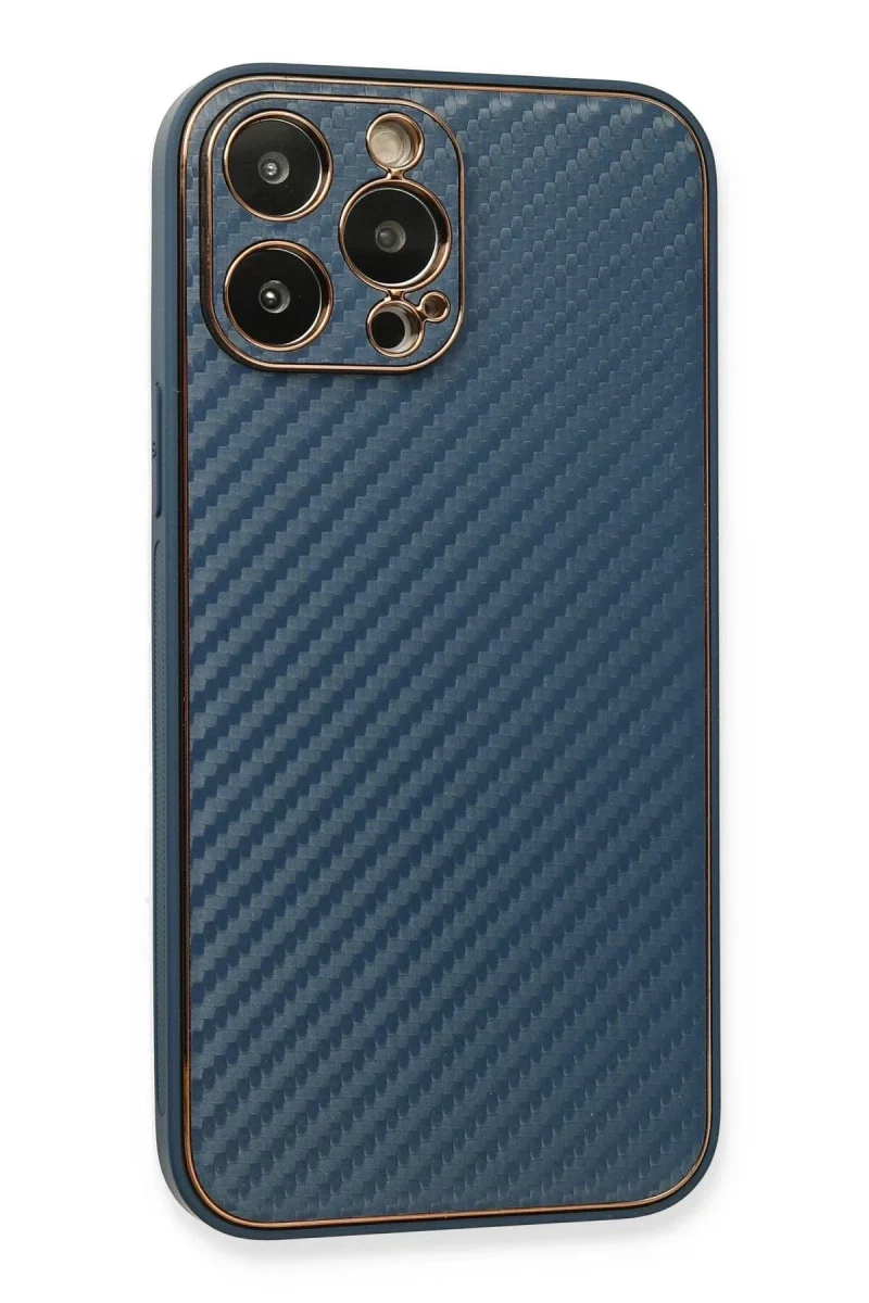 Apple iPhone 13 Pro Kılıf Coco Karbon Silikon - Mavi Apple iPhone 13 Pro Kılıf Coco Karbon Silikon - Mavi